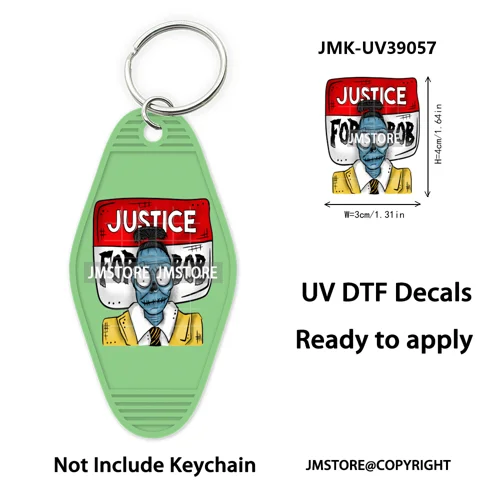 Halloween Horror Movies Witch Girl UV DTF Motel Keychain Decal Ready To Ship Durable Transfer Stickers Prints For Hotel Keychain
