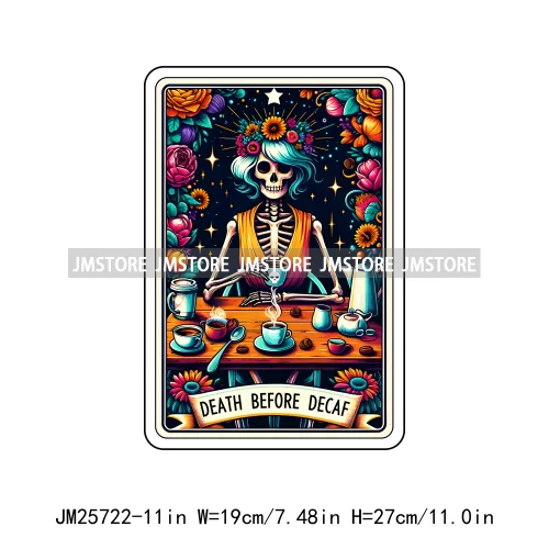 Mystic Witch Audacity Cereal Killer Skeleton Thermal Logos Tarot Card DTF Iron On Transfers Stickers Ready To Press For Hoodies