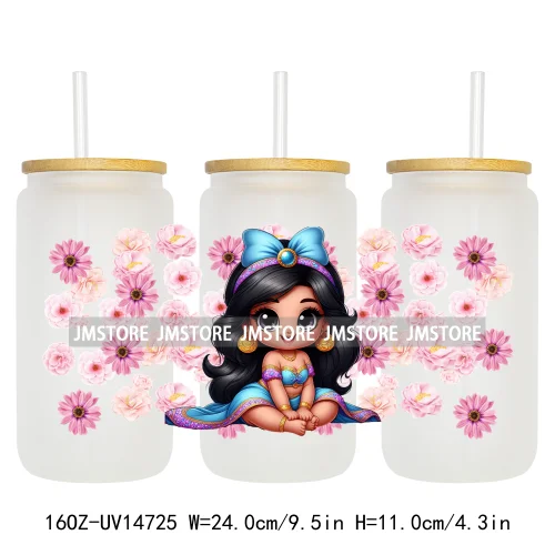 Magical Princess Bow Cartoon Girl 16OZ UV DTF Cup Wraps Ready To Apply Waterproof Transfer Stickers For Libbey Glass Can Tumbler
