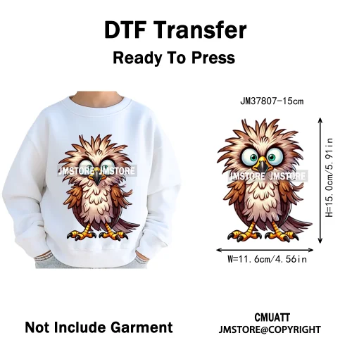 15cm 5.9in Kids Cute Nursery Thermal Printed Bird Fly Animal Washable Iron on DTF Transfers Stickers Ready to Press for Textile
