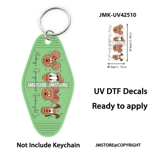 Trendy Christmas Cartoon UV DTF Keychain Wraps Ready To Apply Waterproof High Quality DIY Craft Decals For Hotel Motel Keychain