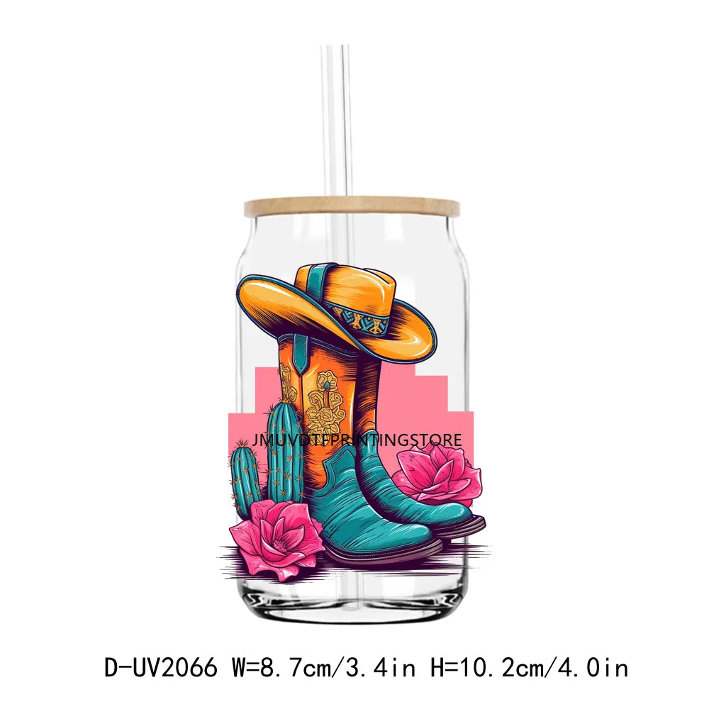 Cow Girls Boots And Sunflowers UV DTF Transfers Stickers Decals For Libbey Cold Cups Mugs Tumbler Waterproof DIY Craft