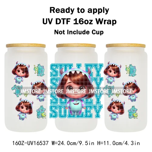 Toy Cartoon Movie Character UV DTF Wraps Transfer Sticker Selfadhesive Waterproof High Quality For 16OZ Libbey Glass Can Tumbler