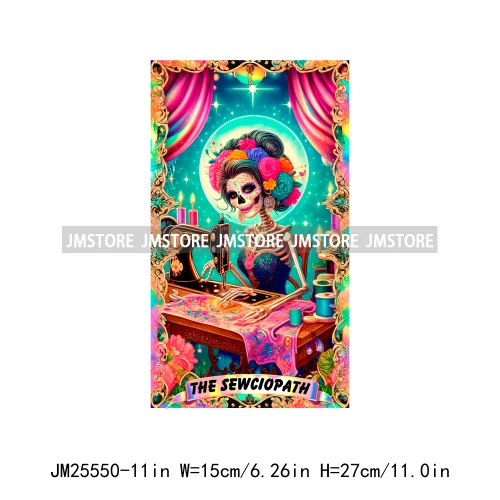 Colorful Artist Overthinker Dad Women Skeleton Thermal Logo  Tarot Card DTF Iron On Transfer Stickers Ready To Press For Hoodies