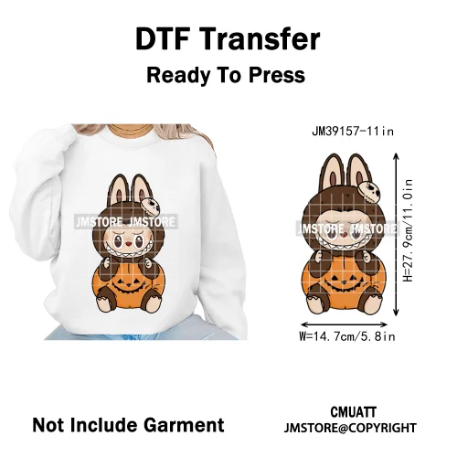 Sorat Sweet Sorat Spooky Cartoon Monster Halloween Designs Iron on DTF Washable Transfers Stickers Ready to Press for Hoodies