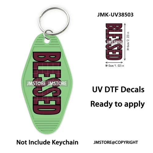 Christian Bible Jesus Faith Letters UV DTF Motel Keychain Decals Ready To Ship Custom Transfer Stickers Print For Hotel Keychain
