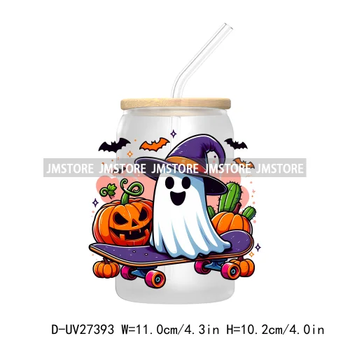 Funny Witch Ghosts Halloween Bat UV DTF Transfer Stickers Decals For Libbey Cold Cups Mugs Tumbler Waterproof Craft Spooky Vibes