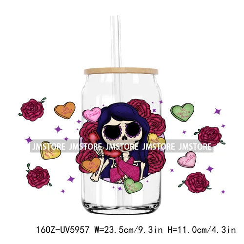 Latina Culture Cartoon Girls 16OZ UV DTF Cup Wrap Transfers Stickers Custom Labels Durable Waterproof Logo For Libbey Glass Can