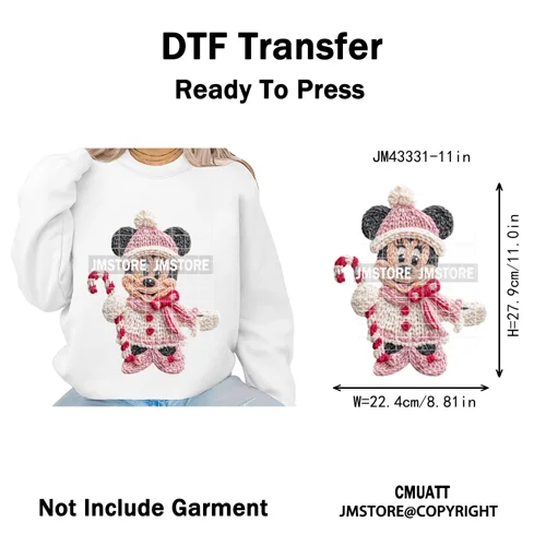 Latch Hook Faux Yarn Cartoon Movie Friends Merry Christmas Iron on Washable DTF Transfers Stickers Ready to Press for Textiles