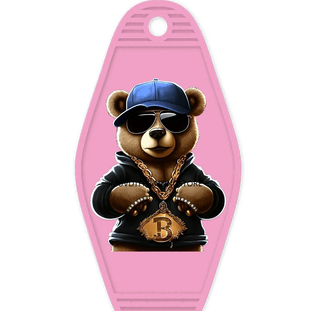 Hip Hop Money Lion High Quality WaterProof UV DTF Sticker For Motel Hotel Keychain Hustle Bear Animals