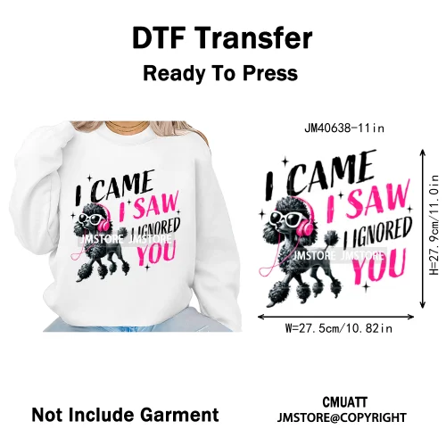 Funny Animal Snarky Inspire Quotes Dog Cat Sarcastic Saying Iron on DTF Washable Transfers Stickers Ready to Press for Clothes