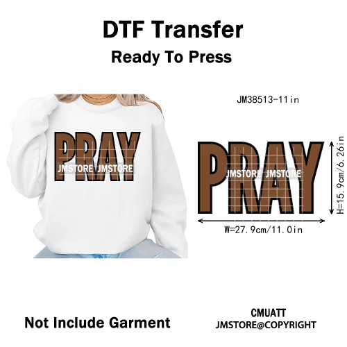 Inspirational God Faith Quotes Good Vibes Blessed Logos Iron on DTF Washable Transfers Stickers Ready to Press for T-shirts Bags