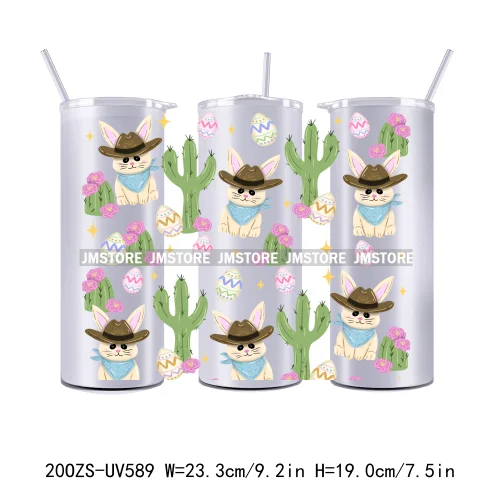 Coquette Easter Peeps Spring Floral Bunny Eggs 20OZ Skinny Tumbler Wrap UV DTF Transfer Stickers Personalized Logo For Tumbler