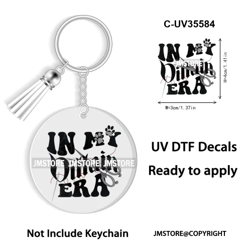Cartoon Princess In My Villains Era UV DTF Decal Round Keychain Ready To Apply WaterProof Transfer Stickers For Circle Keychain