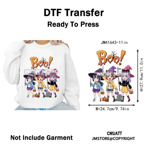 Stay Spooky Ghost Halloween Cartoon Hunters Kpop Band Group Iron on DTF Washable Transfers Stickers Ready to Press for Clothing