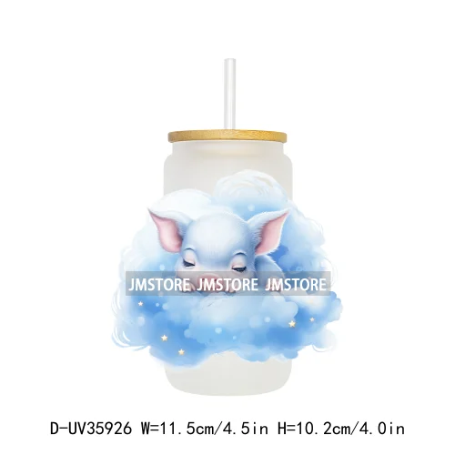 Dreamy Sleeping Baby Animals UV Sticker Decals For Libbey Cold Cups Mugs Tumbler Transfer Stickers Waterproof Top Quality Prints