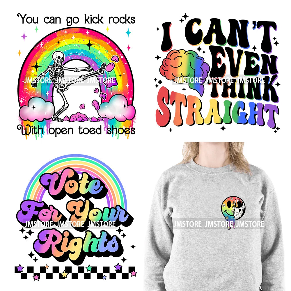 Colorful Pride Month LGBTQ Rainbow Butterfly Straight Against Hate Love Is Love Iron On DTF Transfer Stickers Logos For Clothing