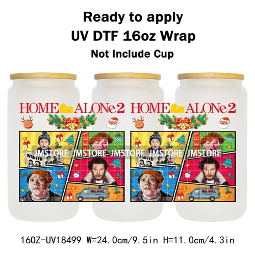 Retro Christmas Movie Character UV DTF Cup Wrap Ready To Apply Transfer Stickers Durable 16OZ Tumbler Wraps For Libbey Glass Can