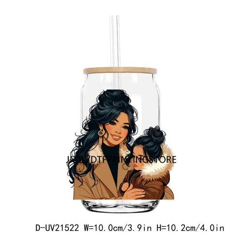 Latina Mama And Daughter UV DTF Transfers Stickers Decals For Libbey Cold Cups Mugs Tumbler Waterproof DIY Logo Mother's Day