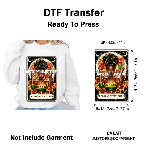 Steppin into Juneteenth Vibes Black History Independence Day Iron on DTF Heat Transfer Stickers Ready to Press for T-shirts Bags