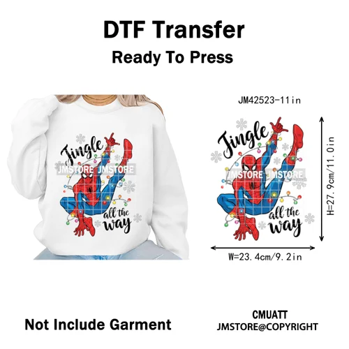 Holly Jolly Cute Cartoon Character Christmas Santa Tis The Season Iron on DTF Heat Transfers Stickers Ready to Press for Garment