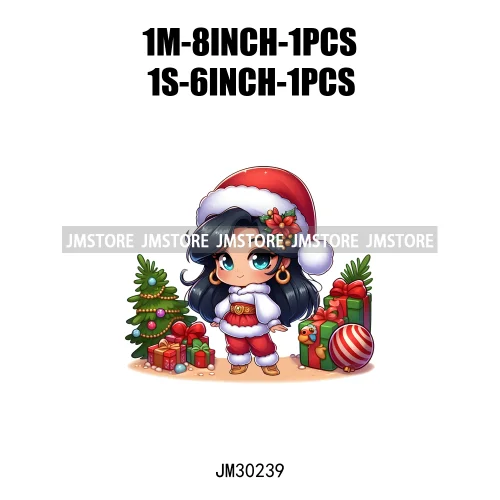 Cute Princess Red Ugly Sweater Cartoon Girls Friends Merry Christmas Iron On DTF Transfers Stickers Ready To Press For Clothing