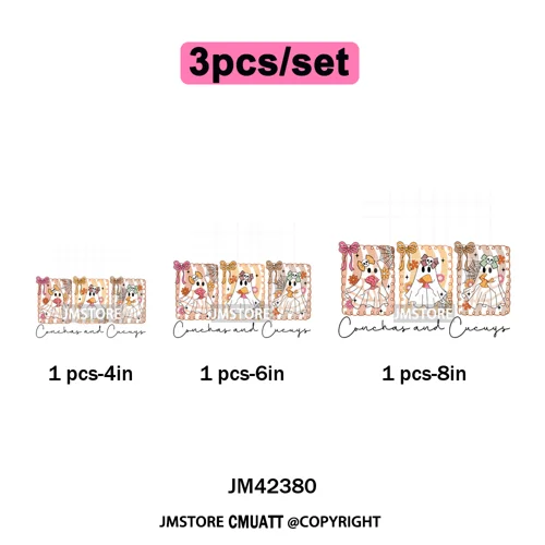 Ghost Coquette Spanish Halloween Pan Dulce Conchas And Cucuy Iron on DTF Washable Transfers Stickers Ready to Press for Textiles