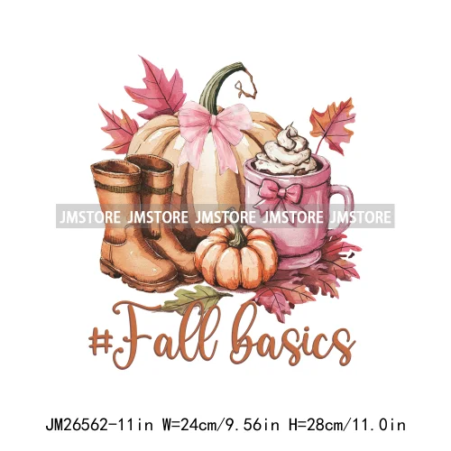 Fall Floral Coquette Bow Religious Jesus Autumn Girly Take Me To Pumpkin Patch DTF Iron On Transfers Stickers For T-shirt Bags