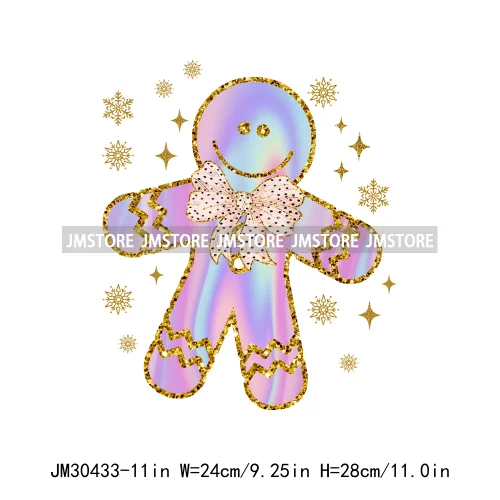 Faux Glitter Merry Christmas Season Merry And Bright Santa Baby Decals Iron On DTF Transfers Stickers Ready To Press For T-shirt