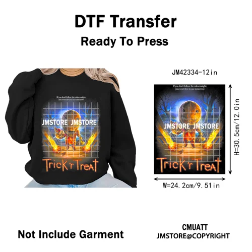 Cool Halftone Horror Killer Characters Scary Halloween Vibes Iron on DTF Washable Transfers Stickers Ready to Press for Clothes