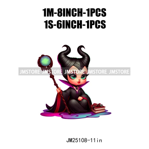 Cartoon Washable Halloween Princess Evil Queen Girls Printing Designs DTF Iron On Transfers Stickers Ready To Press For Textil