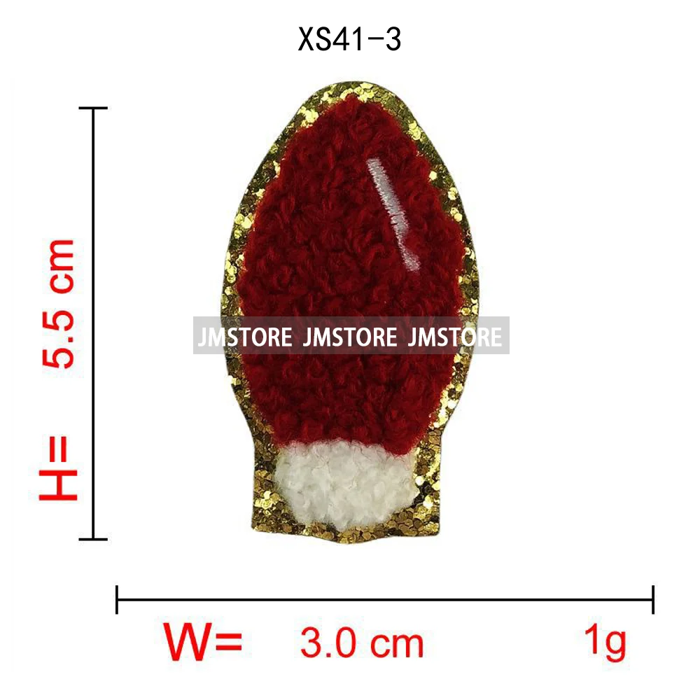 Sequin Christmas Light Bulbs Beads Decorate Holiday Vibes Chenille Applique Iron on Heat Press Patches for Sweatshirt Bags