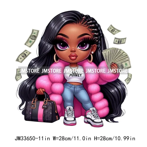 Hustler Hands Fingernails Manicure Money Stack Rich Boss Black Woman Iron On DTF Transfers Stickers Ready To Press For Clothes