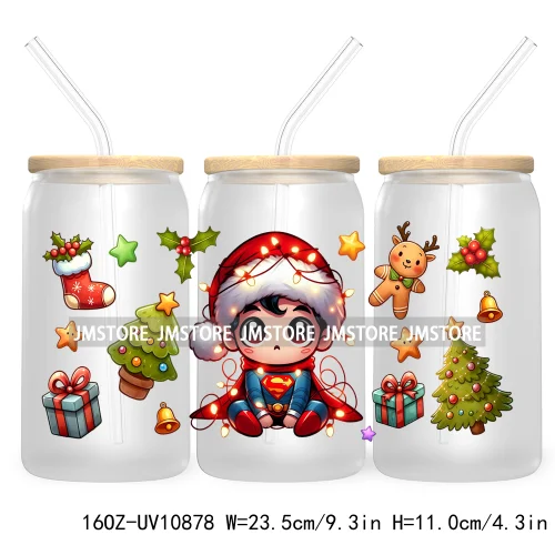 Cute Baby Horror Characters Christmas Season 16OZ UV DTF Cup Wrap Transfer Stickers Durable Waterproof Logo For Libbey Glass Can