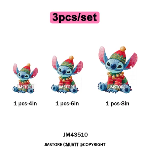 Cute Cartoon Characters Merry Christmas Holiday Gifts Xmas Iron on Washable DTF Heat Transfer Sticker Ready to Press for Clothes