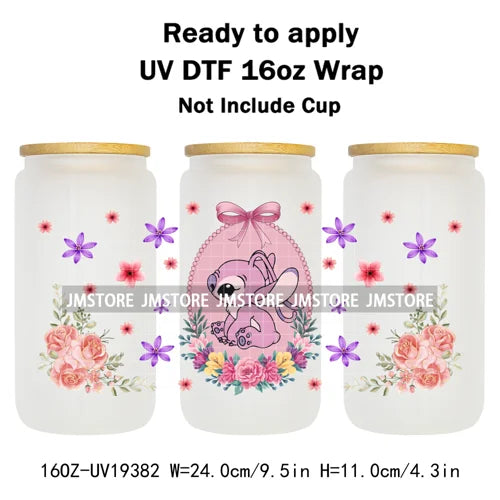 Strawberry Girls Cartoon Magic Mirror UV DTF Transfer Sticker Cup Tumbler Wrap For 16OZ Libbey Glass Wraps Bottle Mug DIY Labels
