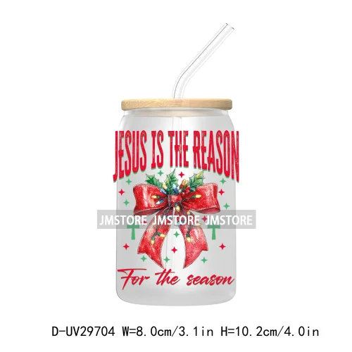 Just A Girl Who Loves Christmas UV DTF Transfer Stickers Decals For Libbey Cold Cups Mugs Tumbler Xmas Santa Coquette Bow Girly