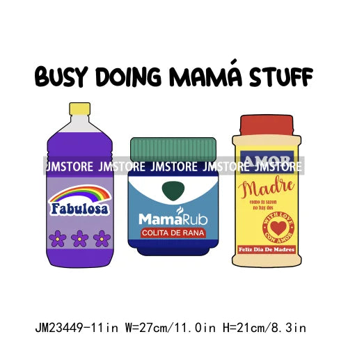 Tropical Summer Mama Nana Auntie Sister Floral Mom Iron On Spanish Busy Doing Mama Stuff DTF Transfer Stickers For T-shirts