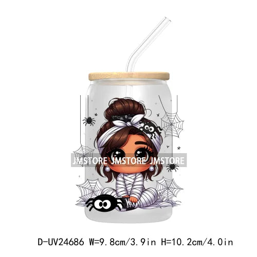 Halloween Latina Princess UV DTF Transfer Stickers Decals For Libbey Cold Cups Mugs Tumbler Custom Waterproof DIY Labels Pumpkin