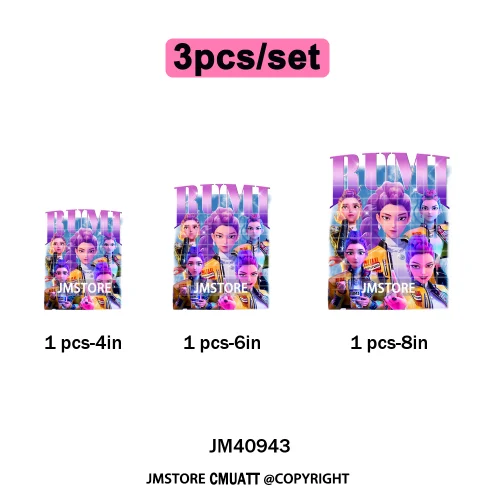 Cartoon Girl Dinner Kpop Merch Idol Band Group Music Movie Iron on DTF Washable Transfers Stickers Ready to Press for Textile