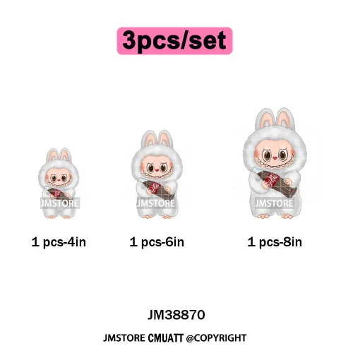 Coquette Bow Monster Doll Drinking Soda Bottle Thermal Printing Iron on DTF Washable Transfer Sticker Ready to Press for Clothes