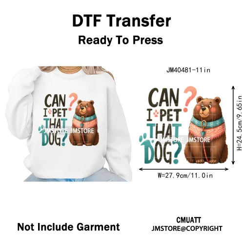 Funny Animal Snarky Inspire Quotes Dog Cat Sarcastic Saying Iron on DTF Washable Transfers Stickers Ready to Press for Clothes