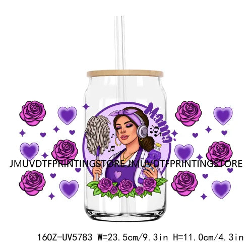 Chingona Chicana Mom 16OZ UV DTF Cup Wrap Transfer Stickers Chibi Mama Custom Label Durable Waterproof Logo For Libbey Glass Can