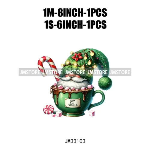 Cute Christmas Hot Cocoa Season Gnomes Sweet Winter Santa Quotes Iron On DTF Transfers Stickers Ready To Press T-shirts Bags