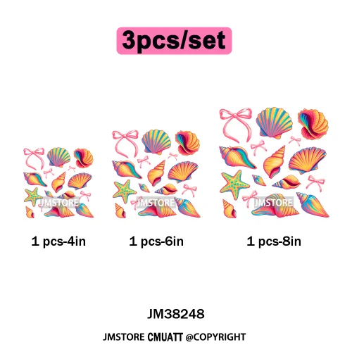 Seashell Sweet Summer Salty Soul Preppy Coastal Coquette Floral Vibes Iron on DTF Transfers Stickers Ready to Press for T-shirts