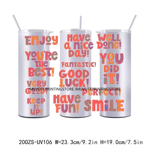 Positive Saying Nice Day 20OZ UV DTF Straight Wrap Transfers Stickers Custom Labels DIY Durable Waterproof Logo For Tumbler