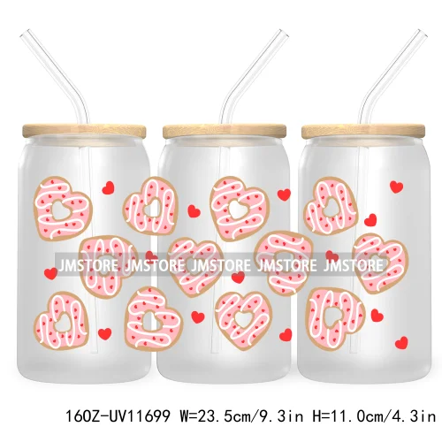 Funny Valentines Quotes 16OZ UV Cup Wrap DTF Transfer Stickers For Libbey Glass Can Cups Tumbler Self Love Valentine Hearts Kiss