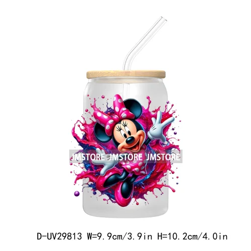 New Trendy Cartoon Mouse Couple Watercolor UV DTF Transfer Sticker Decals For Libbey Cold Cups Mugs Tumbler Animal Kingdom Vibes