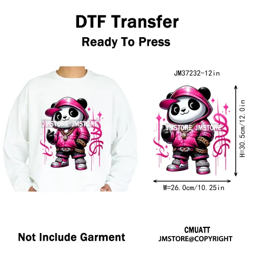 12in Cool Jungle King Beats Graffiti Hip Hop Animals Lover Iron on DTF Thermal Transfers Stickers Ready to Press for T-shirts
