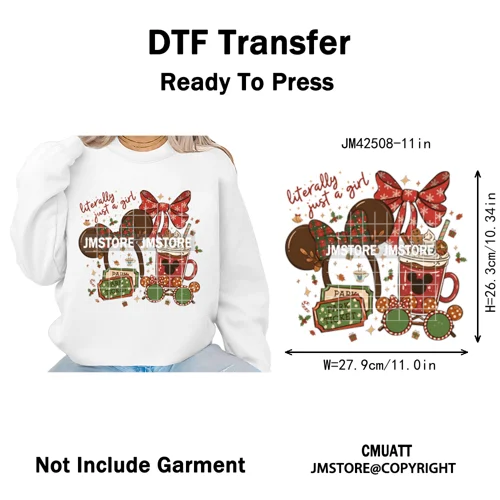 Ho Ho Ho Christmas Coquette Gifts Santa Cartoon Characters Iron on DTF Washable Transfers Stickers Ready to Press for Clothing